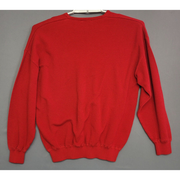 Vintage St. Croix Knits Sweater Mens Medium Red V-neck Textured Long Sleeves - Picture 11 of 12